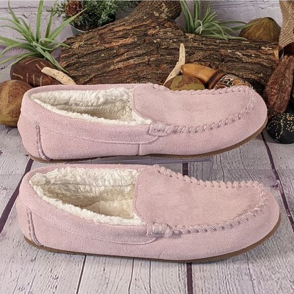 Lands' End Suede Leather Moccasin Slippers - Picture 3 of 8